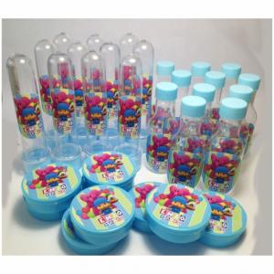 KIt tubetes + Latinhas e Garrafinhas Plástico Kit personalizado 60 peças Colorido Adesivo Digital Adesivado 